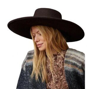 Anthropologie Wide-Brim Wool Fedora in Dark Brown